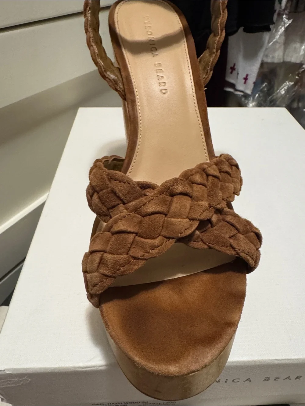 Veronica Beard Braided Suede Platform Gael Sandals in Hazelwood